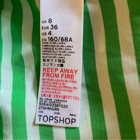 Topshop white and green polka dots and stripes asymmetrical ruffle midi skirt - Picture 9 of 10